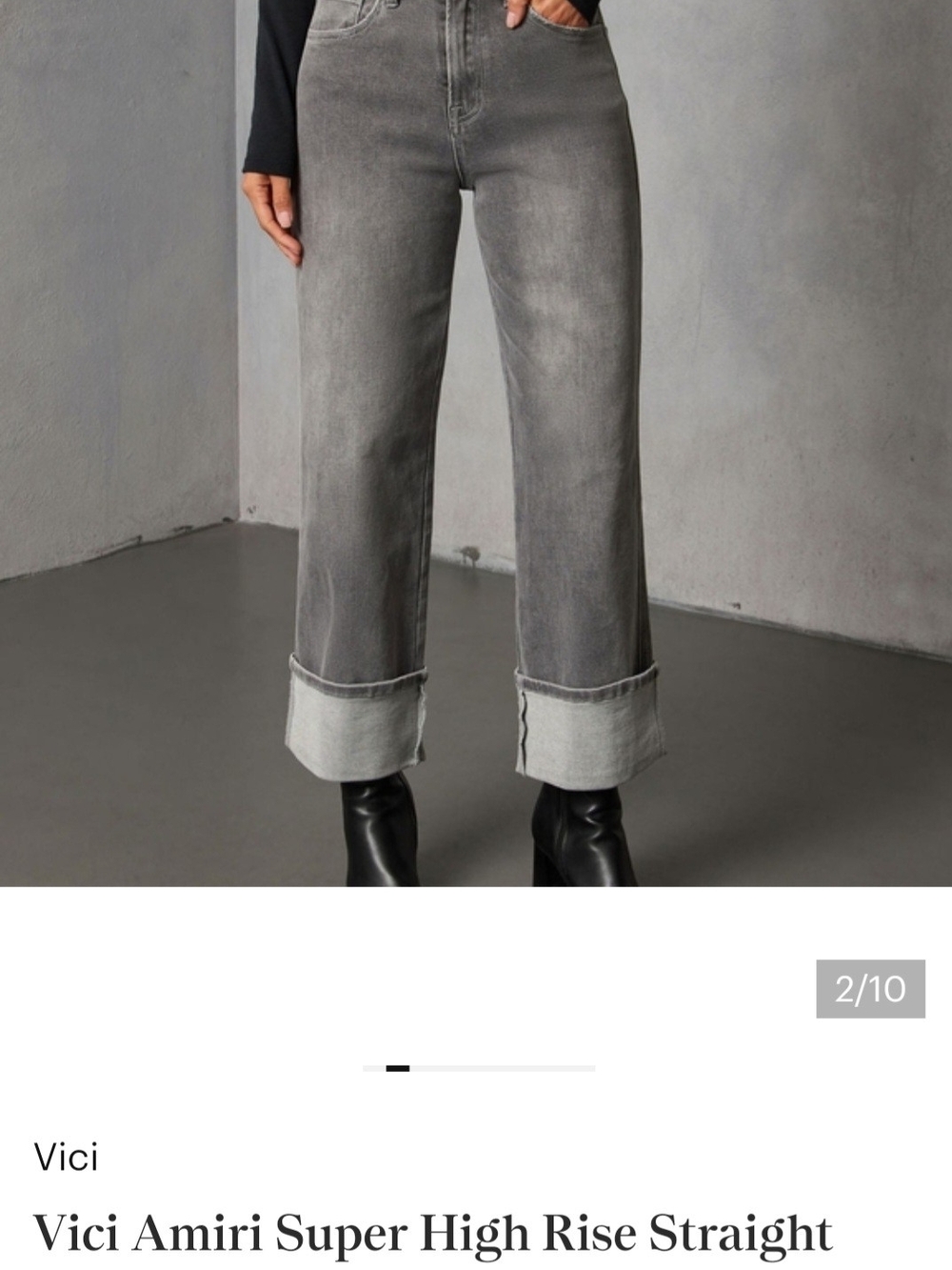 Vici Straight-Leg High-Rise Jeans — Gray